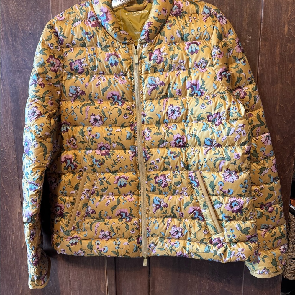 Ilse Jacobsen Yellow Puffer Jacket with Stand-Up Collar